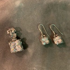 Silpada Uptown .925 Silver CZ pendant & earrings